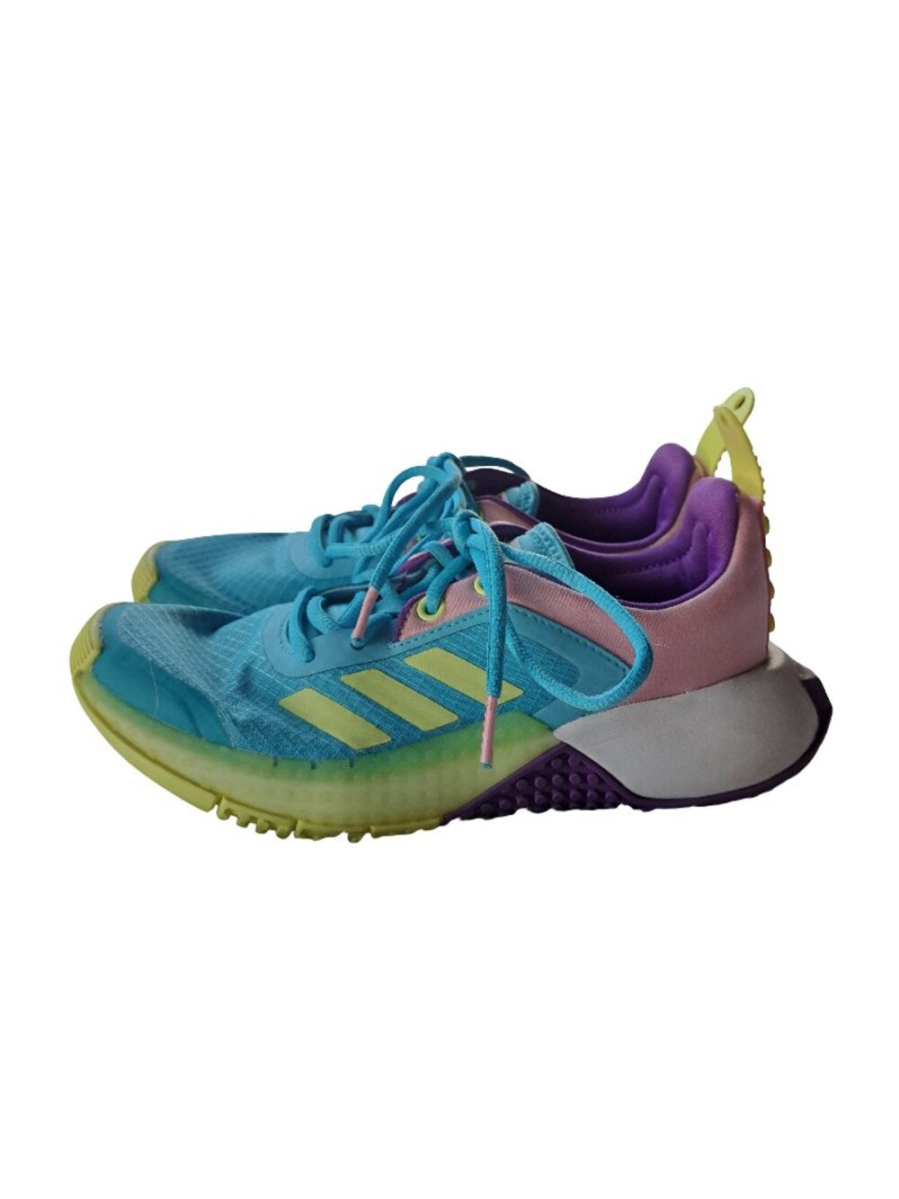 ADIDAS x LEGO Kids Vivid Run Sneakers Size 3.5 Blue Purple Neon FZ0401